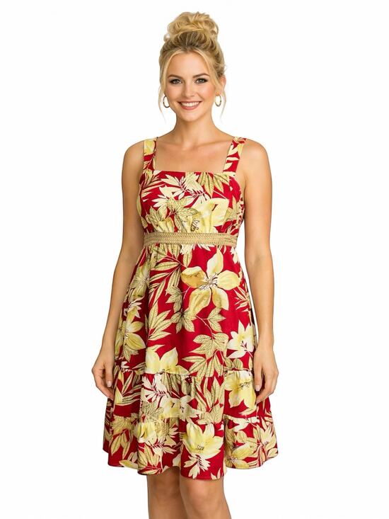 R&K Originals Dresses & Skirts - R&K Originals Red Tropical Floral Sundress Size 10 Cotton Spandex Summer Dress